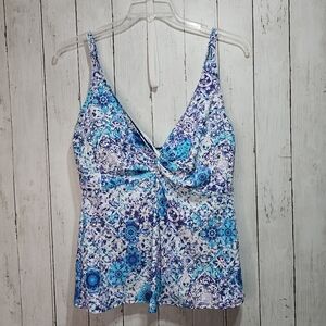 Curve Sunsets Separates Women's Tankini Top Padded Underwire Size 16 Twist Front